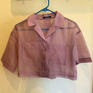 Sheer Purple Short Sleeve Jacket